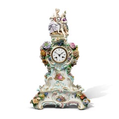 Exquisite 19th Century Meissen Porcelain Clock Case and Stand