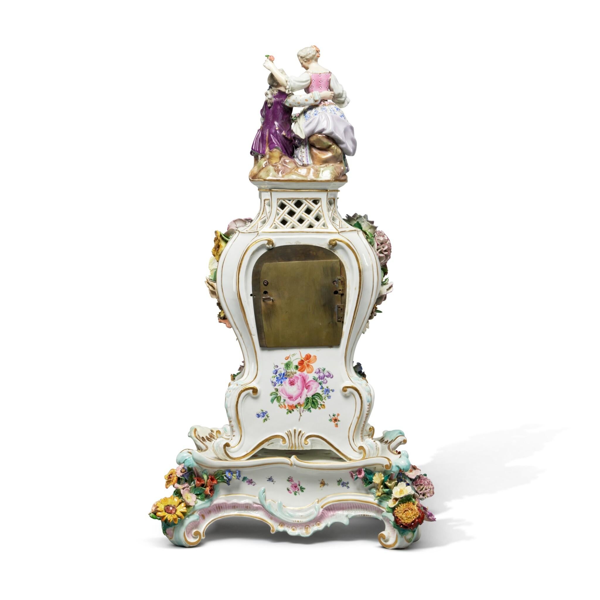 Exquisite 19th Century Meissen Porcelain Clock Case and Stand For Sale 1