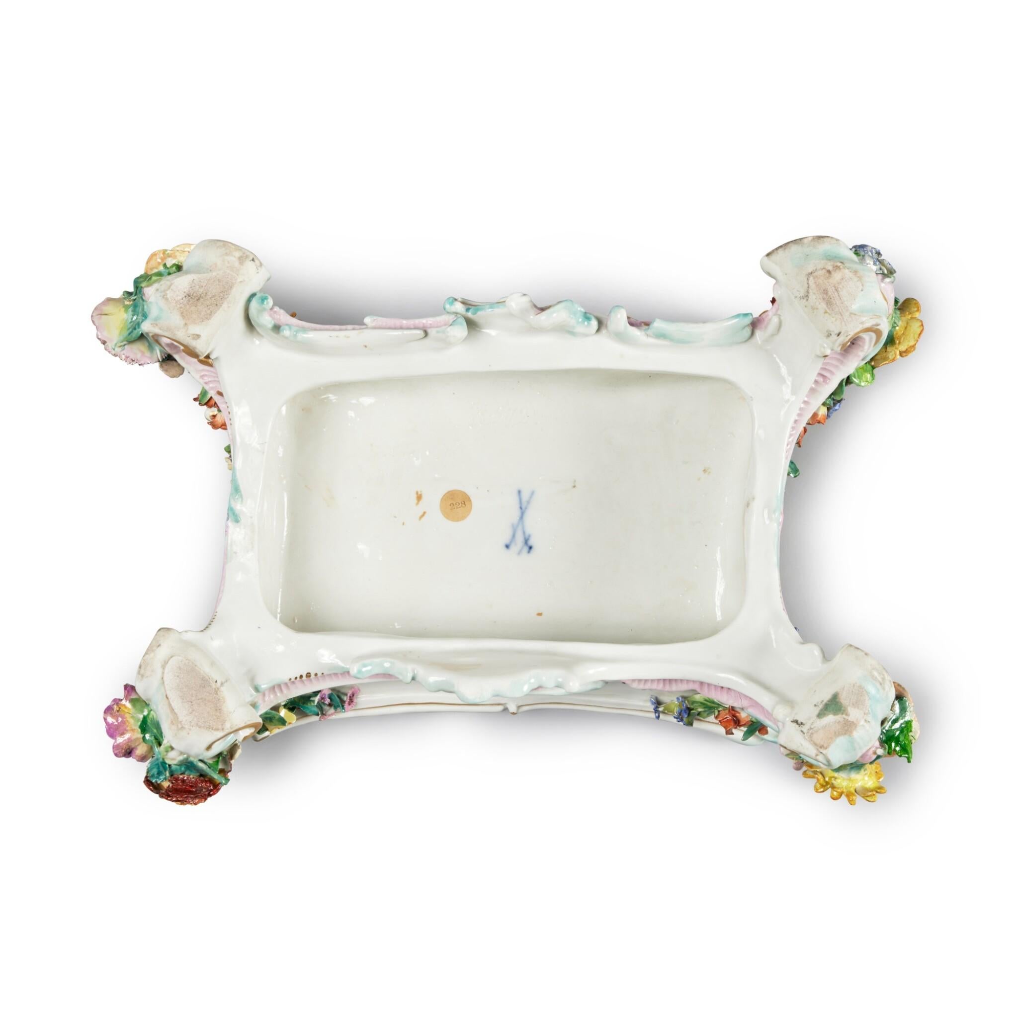 Exquisite 19th Century Meissen Porcelain Clock Case and Stand For Sale 2