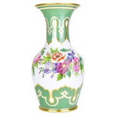 Exquisite 19th Century Opaline Glass Vase Handpainted, Attributed to Baccarat or