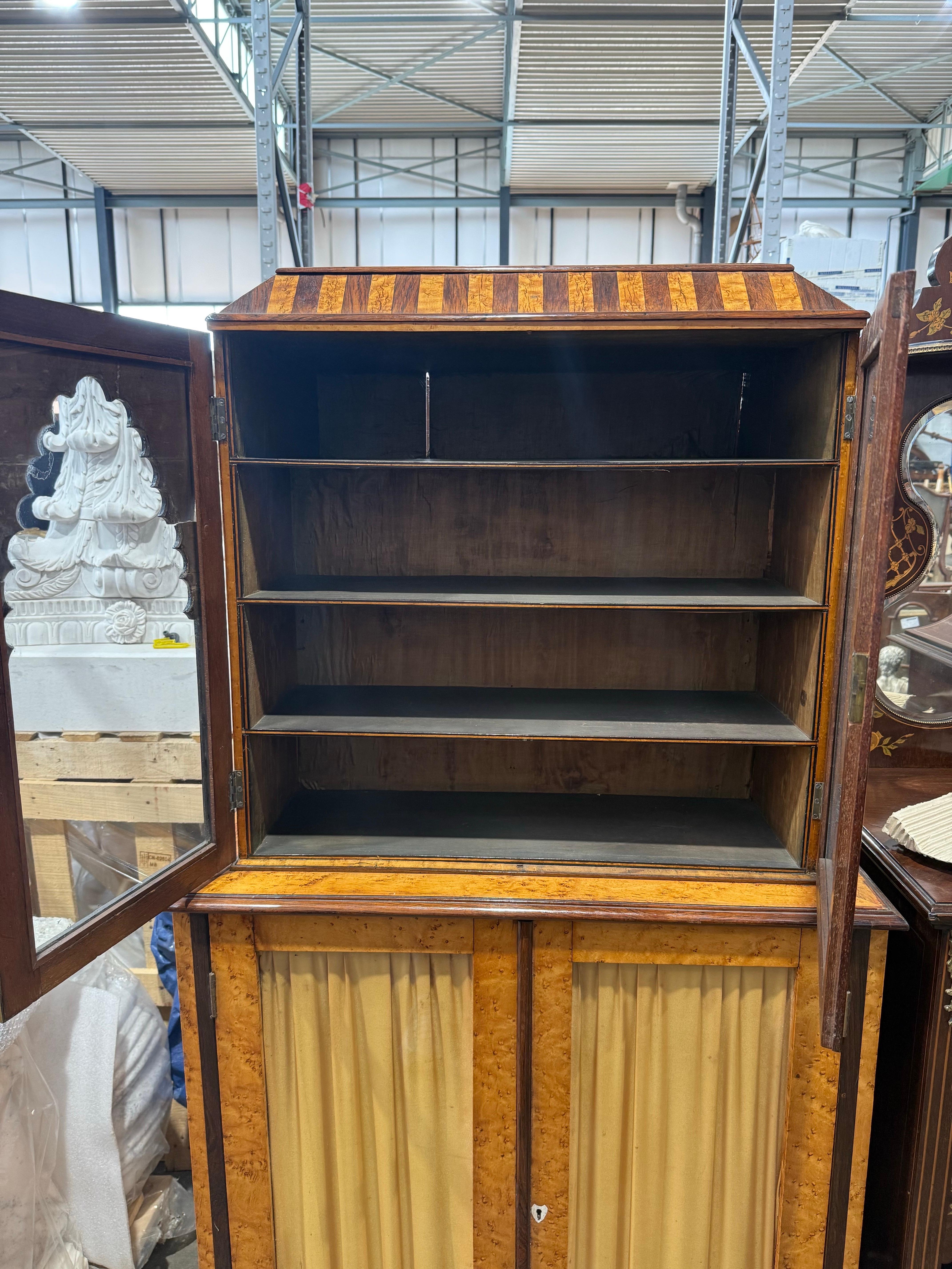 XIX secolo Squisito mobile da esposizione Biedermeier scandinavo del 19° secolo in betulla burlata in vendita