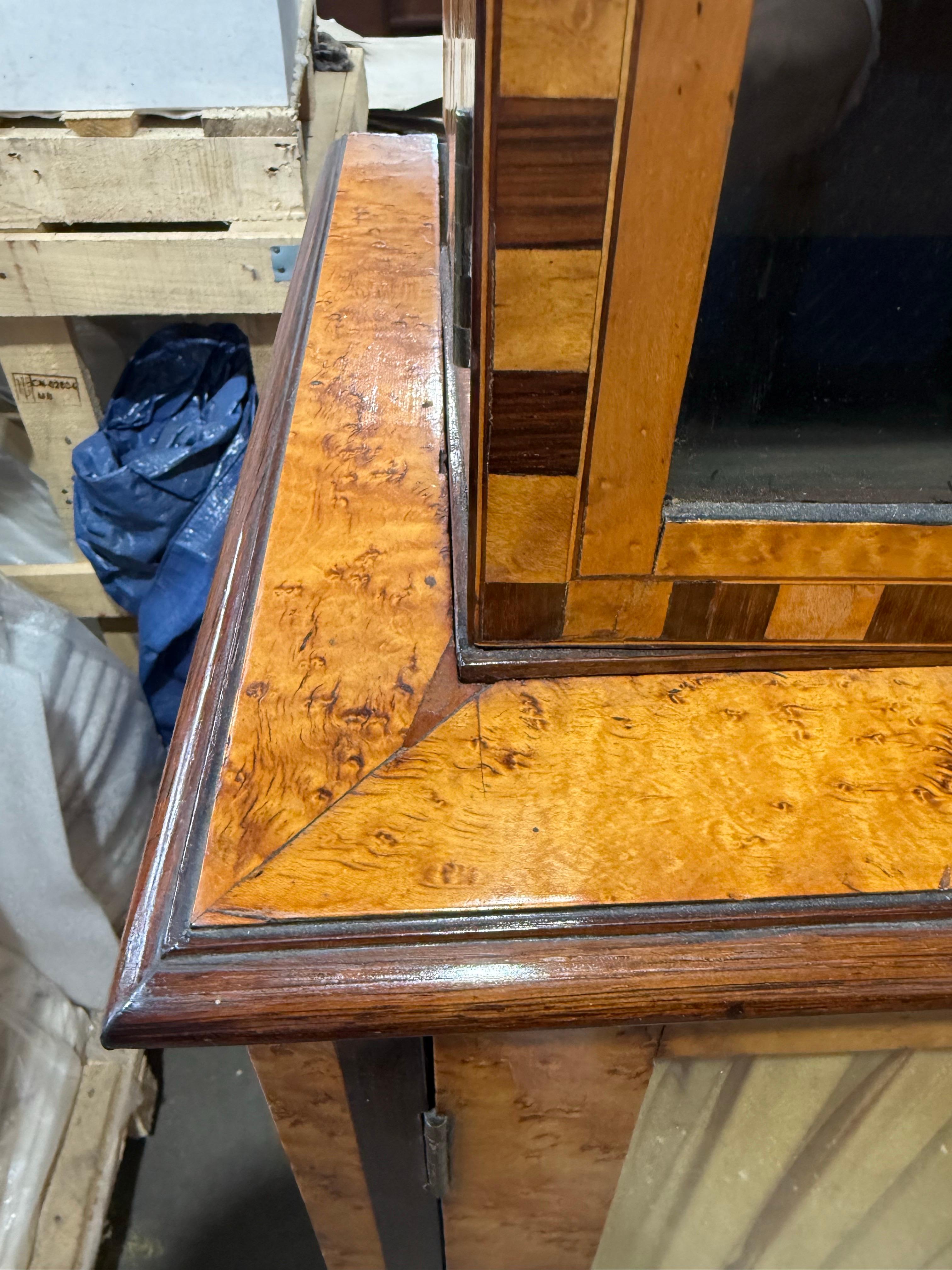 Betulla Squisito mobile da esposizione Biedermeier scandinavo del 19° secolo in betulla burlata in vendita