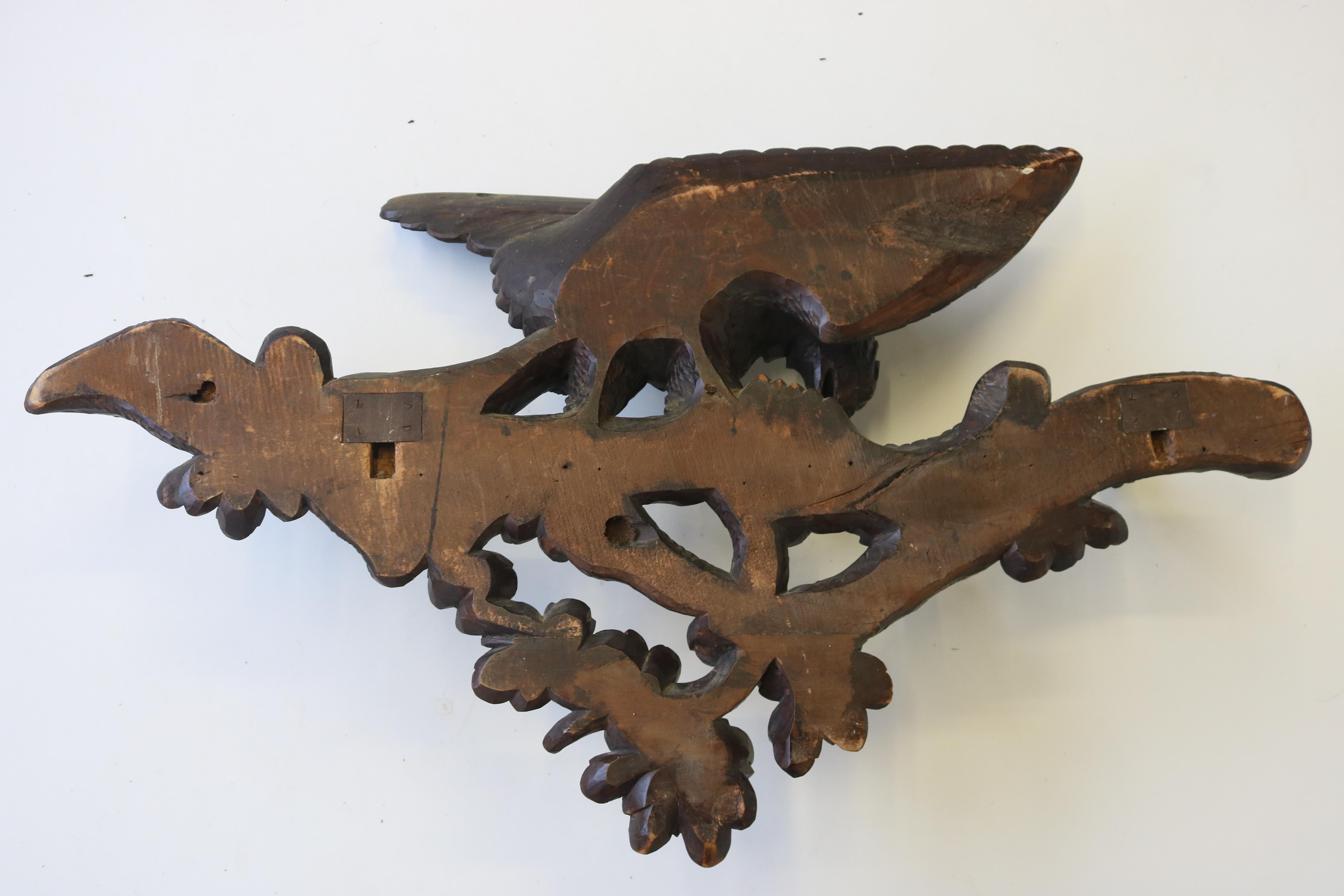 Exquisite 19th century Swiss Black Forest Coat rack carved eagle hallway antique For Sale 8