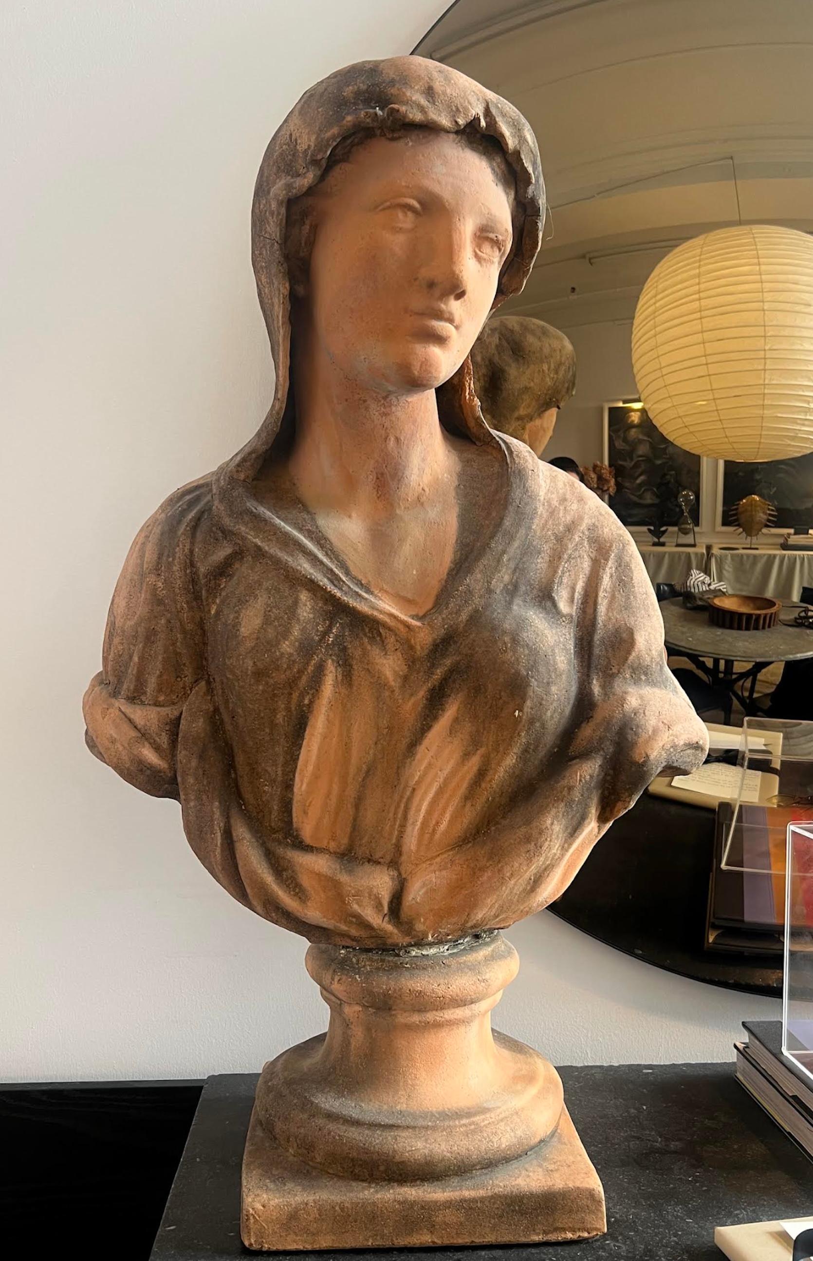 Exquisite 19th Century Terra Cotta Sculpture of a Woman in the Renaissance Style