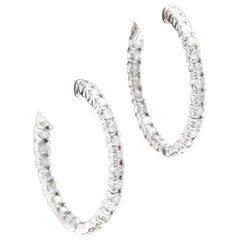 Exquisitos Pendientes de aro de oro blanco macizo de 14 quilates con diamantes naturales de 2,00 quilates
