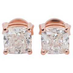 Exquisitos Pendientes de Diamantes de 2.00ct en Oro Rosa de 18k - Certificados GIA