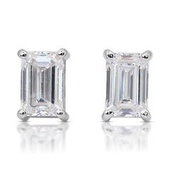 Exquisite 2.00ct Diamonds Stud Earrings in 18k White Gold - GIA Certified