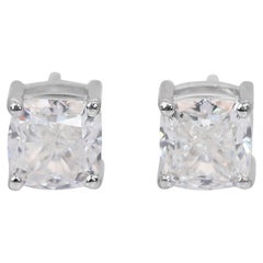 Exquisite 2.00ct Diamonds Stud Earrings in 18k White Gold - IGI Certified