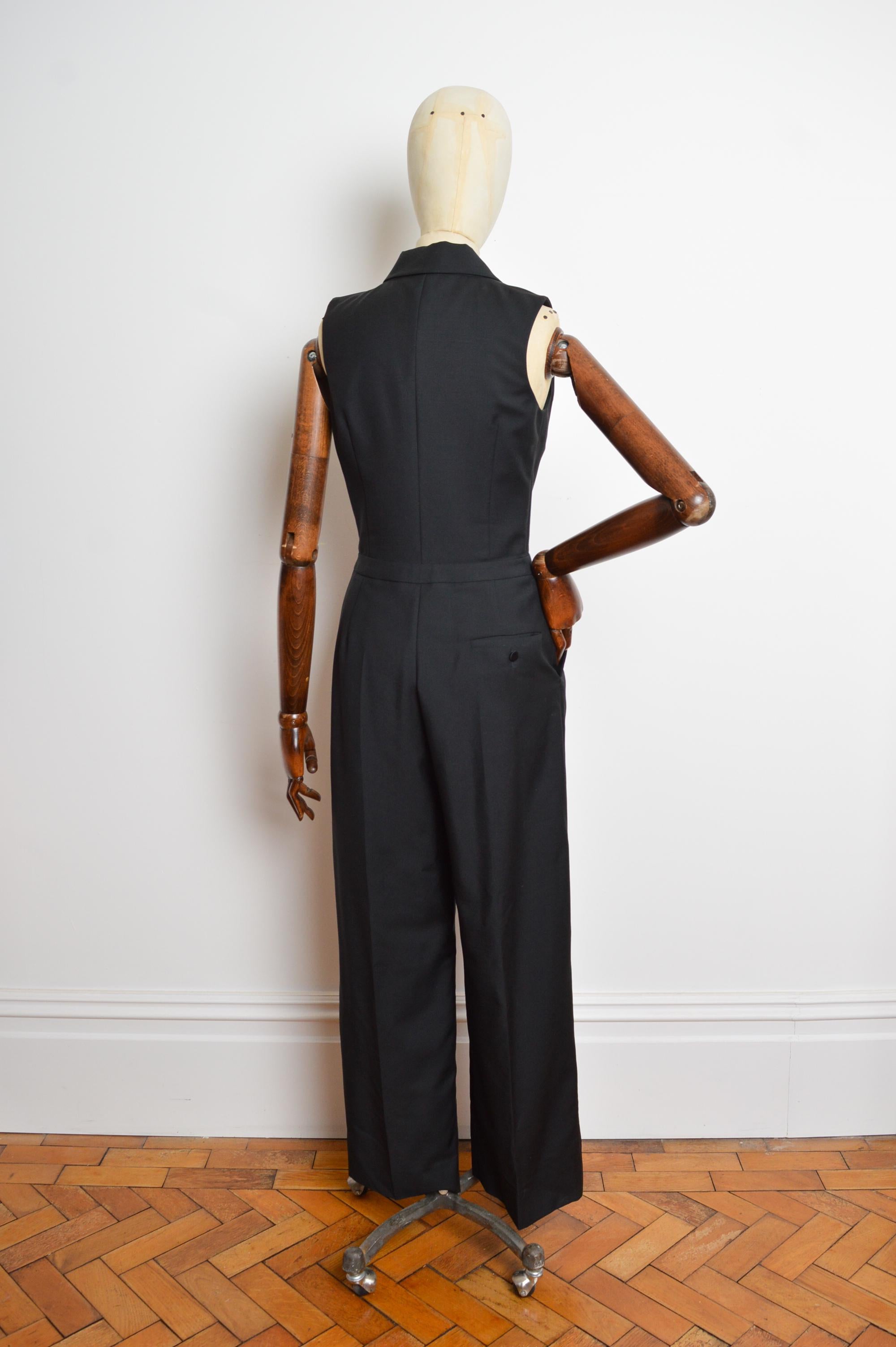 Exquisite 2011 Alexander McQueen Black Tuxedo Suit Tailored Jumpsuit For Sale 6
