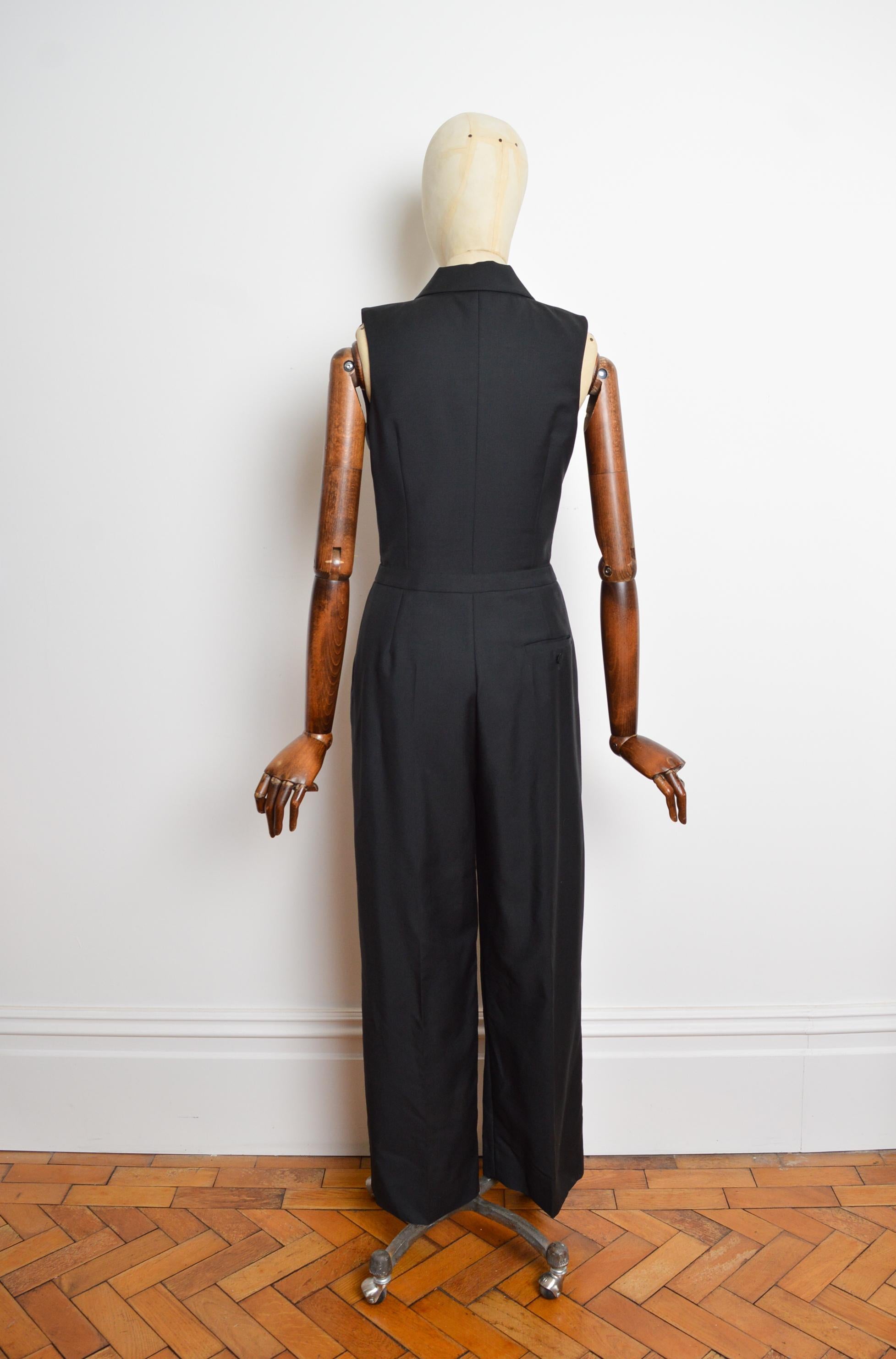 Exquisite 2011 Alexander McQueen Black Tuxedo Suit Tailored Jumpsuit For Sale 8