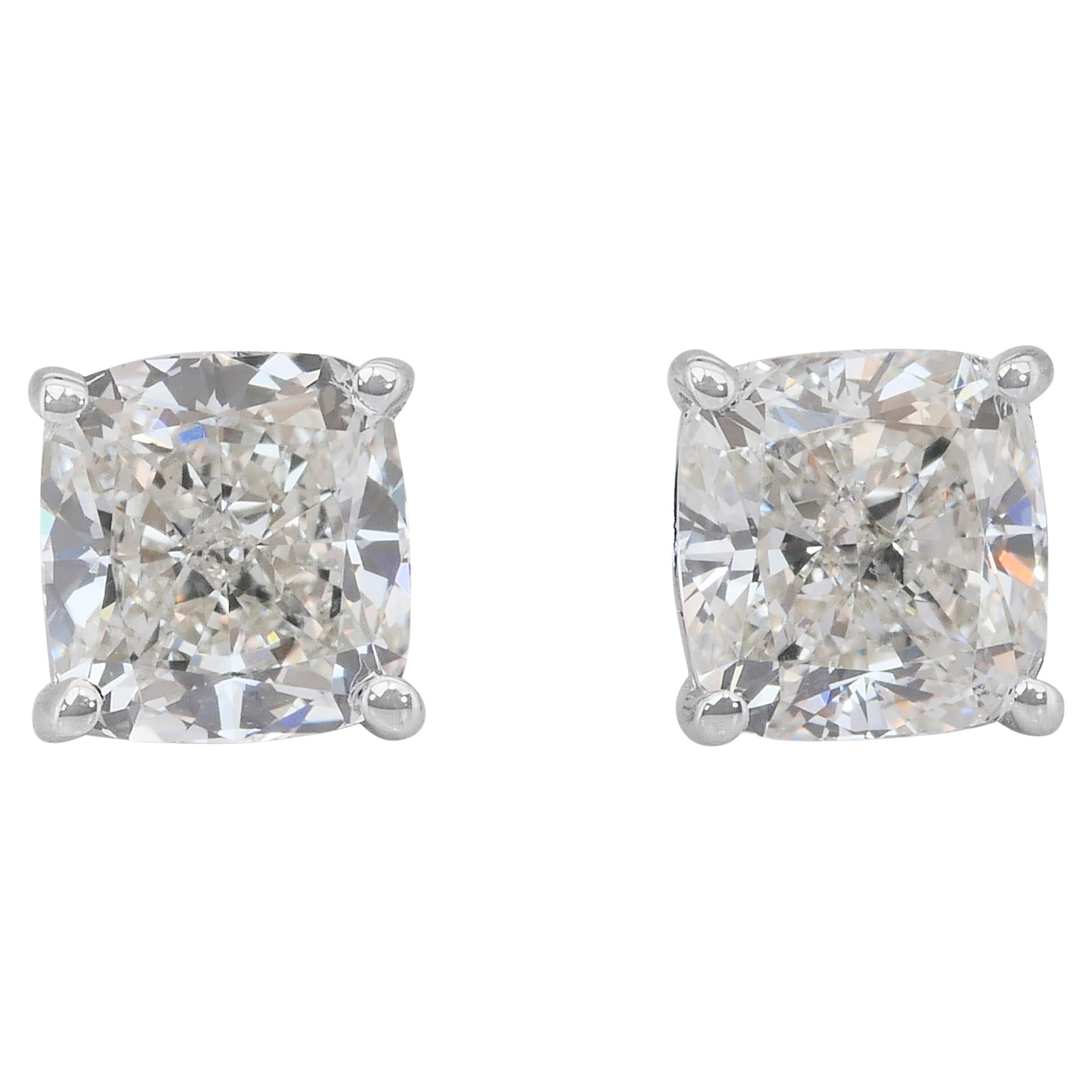 Exquises boucles d'oreilles en or blanc 18 carats de 2,02 ct de diamants - certifiées IGI