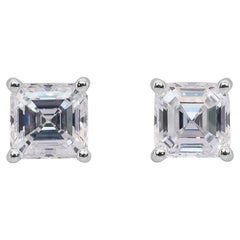 Exquisite 2.03ct Diamonds Stud Earrings in 18k White Gold - GIA Certified