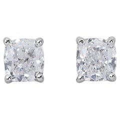 Exquisite 2.03ct Double Excellent Ideal Cut Diamonds Stud Earrings - GIA