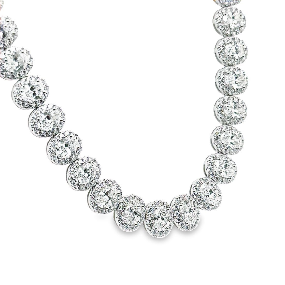 Modern Exquisite 20.93 Carat T.W. Oval-Cut Statement Diamond Necklace