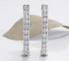 Exquisite 2.15 Carats Natural Diamond 14K Solid White Gold Hoop Earrings