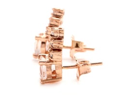 Exquisite 2.30 Carat Natural Morganite and Diamond 14 Karat Solid Gold Stud Ear
