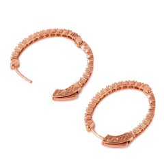 Exquisite 2.32 Carat Natural Diamond 14 Karat Solid Rose Gold Hoop Earrings