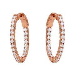 Exquisite 2.32 Carat Natural Diamond 14 Karat Solid Rose Gold Hoop Earrings