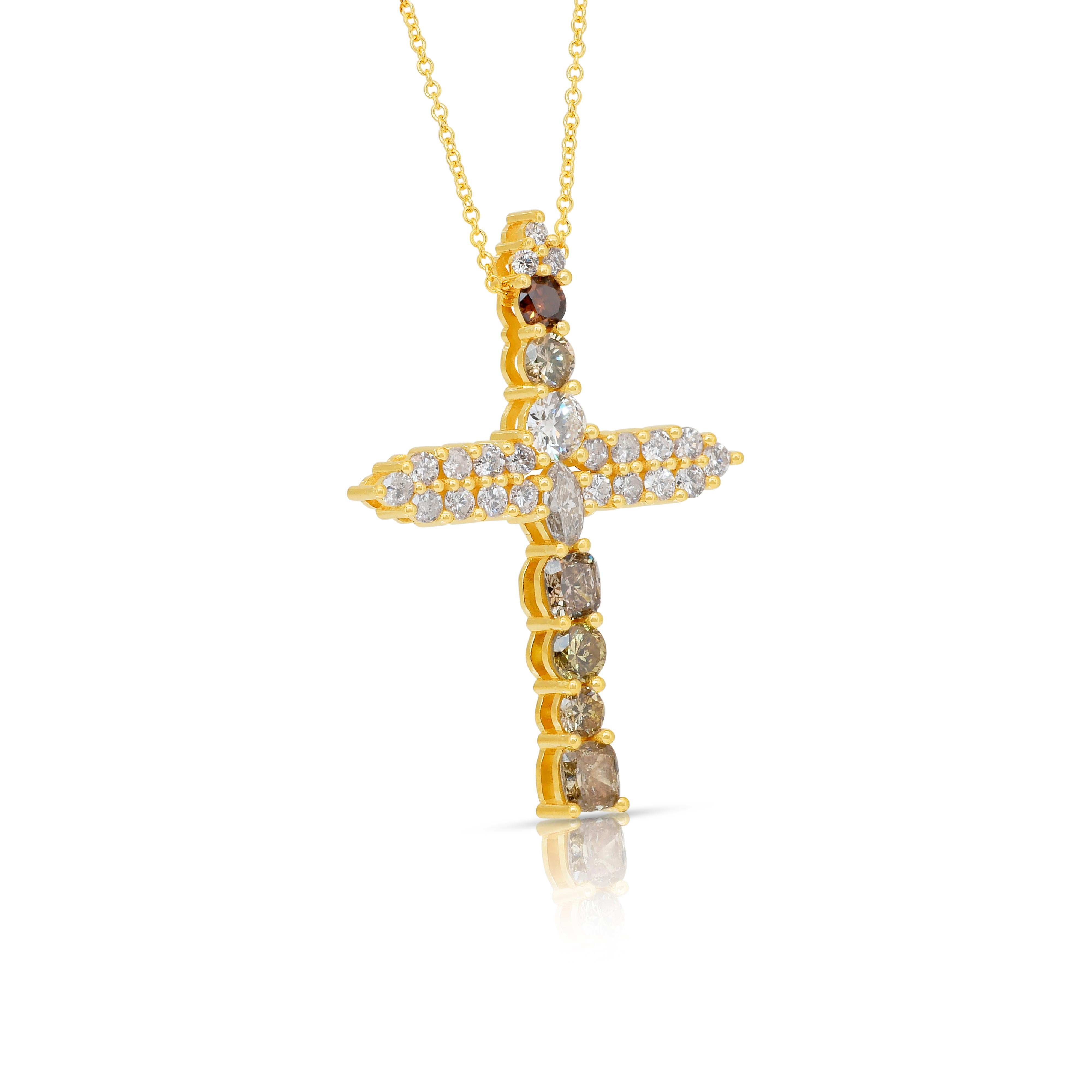 Taille ronde Collier exquis de 2.33ct diamants en or jaune 18k - certifié IGI en vente