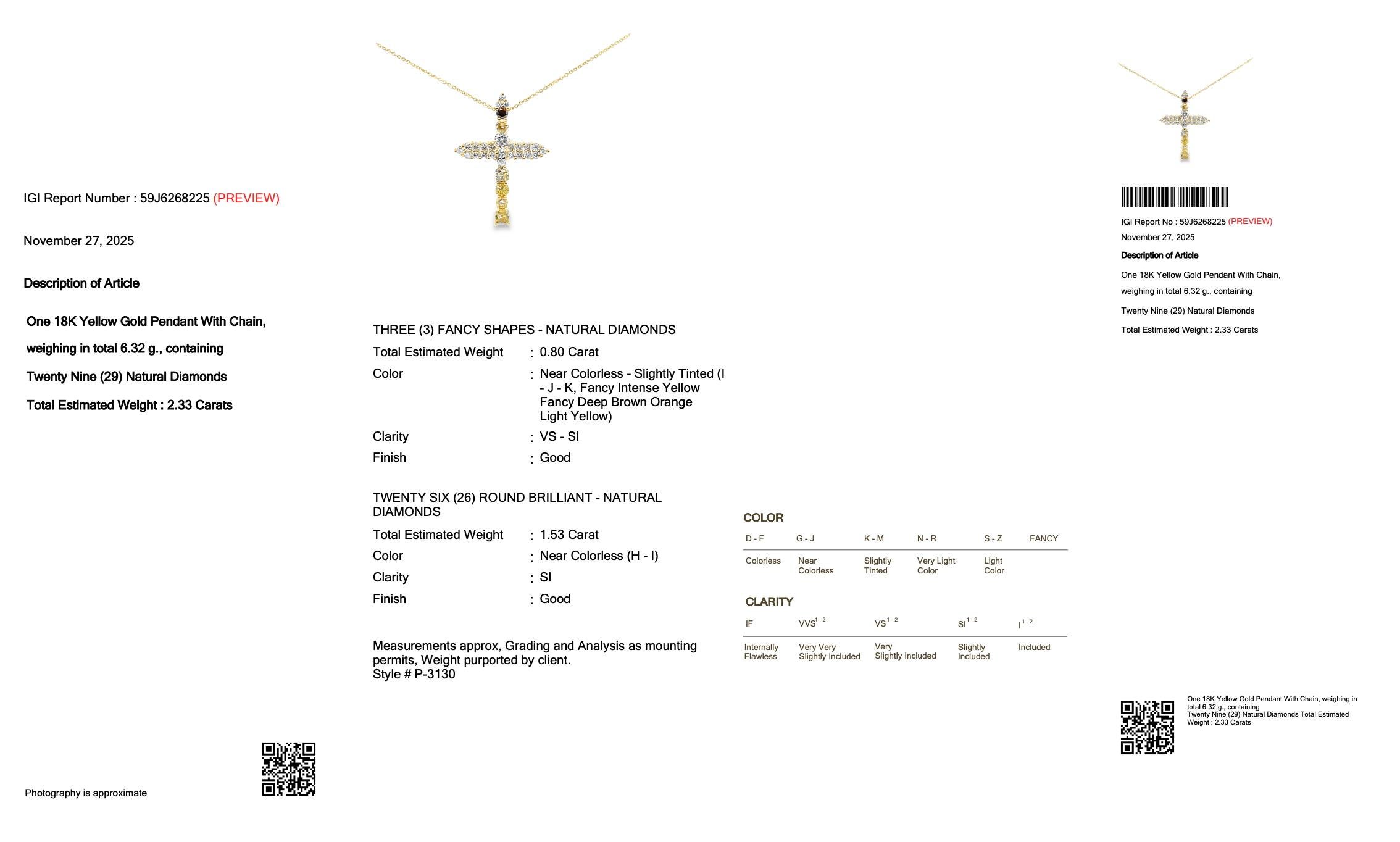 Collier exquis de 2.33ct diamants en or jaune 18k - certifié IGI en vente 1