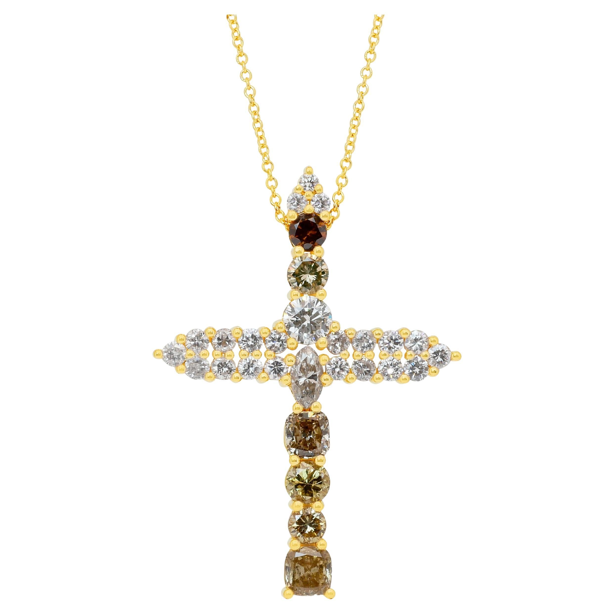 Exquisite 2.33ct Diamonds Necklace in 18k Yellow Gold - IGI Certified