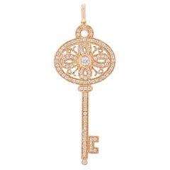Exquisite 2.33ct Natural Diamonds Key Pendant in 18k Rose Gold