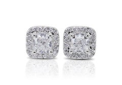 Exquisite 2.36ct Diamonds Stud Earrings in 18k White Gold - GIA Certified