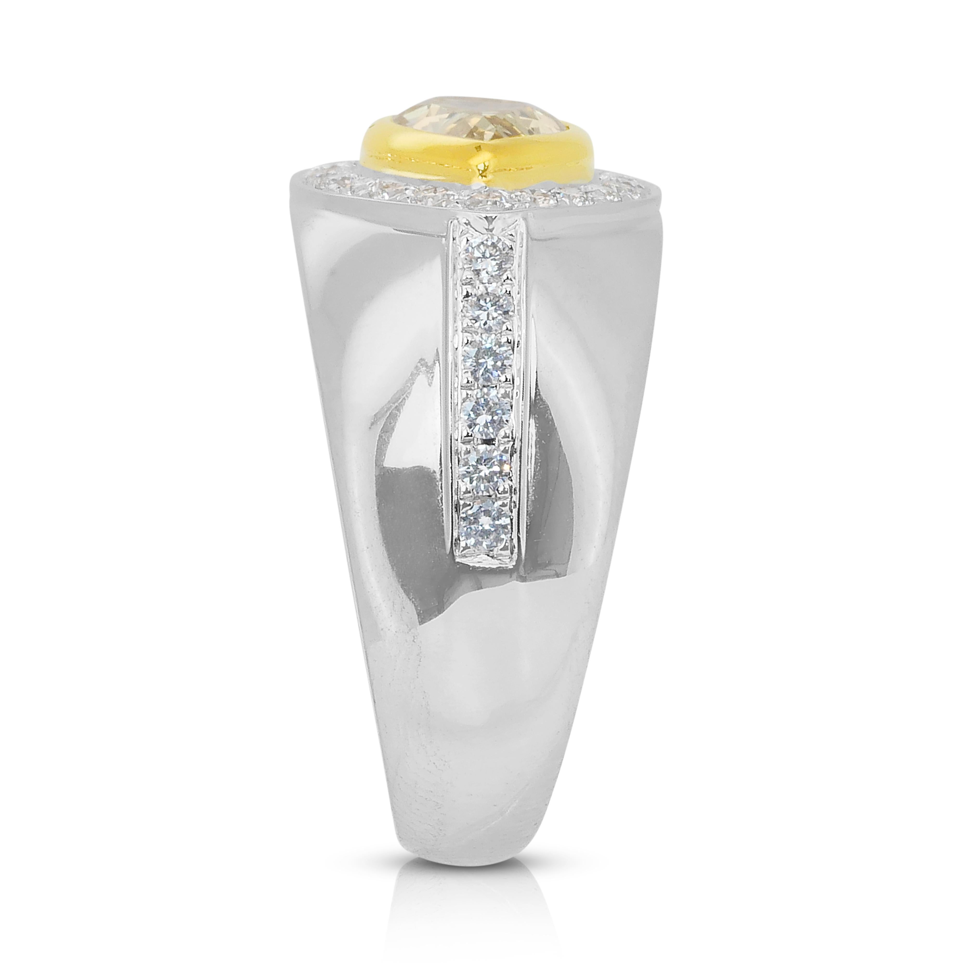 Bague exquise de 2.91ct diamants en or blanc et jaune 18k en vente 1