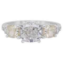 Exquisite 2.99ct Diamonds 3-Stone Ring in 18k White Gold - IGI Certified