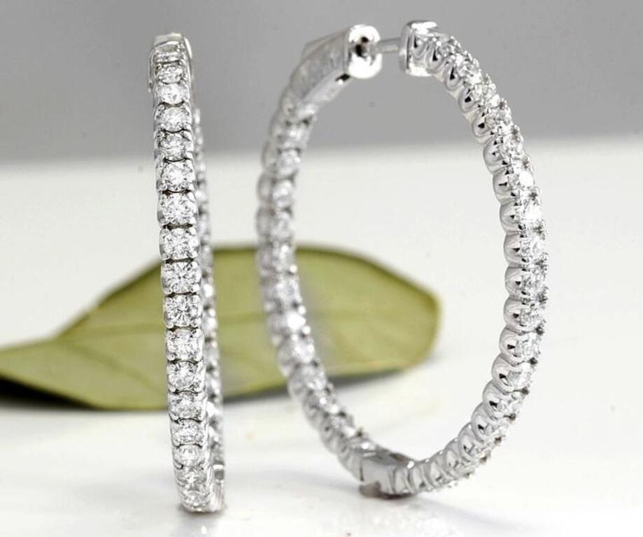 Exquisite 3.00 Carats Natural Diamond 14K Solid White Gold Hoop Earrings

Amazing looking piece!

Diamonds are inside and outside the earrings

Total Natural Round Cut White Diamonds Weight: 3.00 Carats (color G-H / Clarity VS1-SI1)

Earring