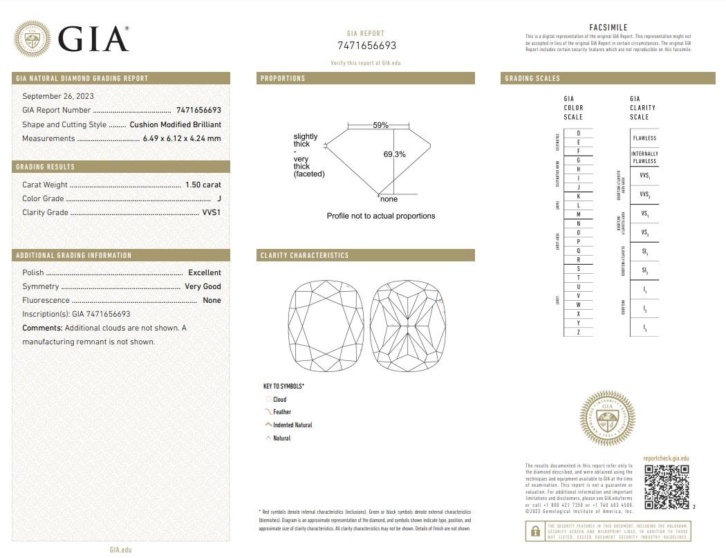 Cushion Cut Exquisite 3.00ct Ideal Cut Pair of Cushion-Shaped Diamonds - GIA Certified For Sale