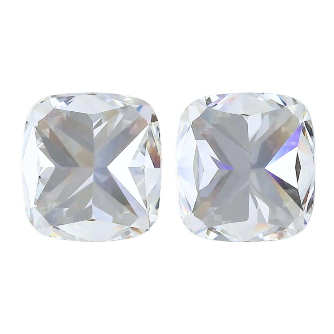 Exquisite 3.00ct Ideal Cut Pair of Cushion-Shaped Diamonds - GIA Certified For Sale 1
