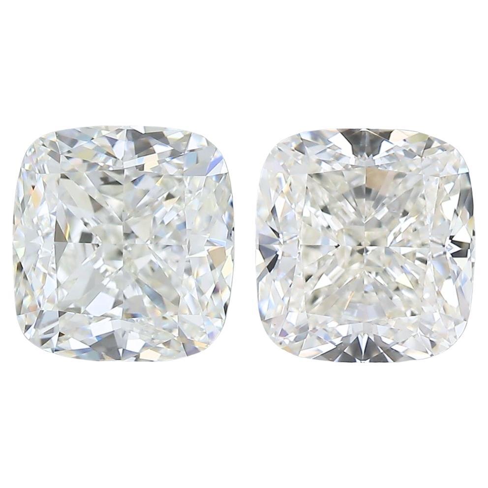 Exquisite 3.00ct Ideal Cut Pair of Cushion-Shaped Diamonds - GIA Certified For Sale