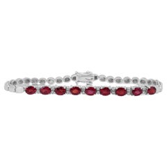 Exquisite 3.08ct Rubies and Diamonds Bracelet in 18k White Gold