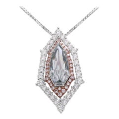 Exquisite 3.27ct Blue Grey Diamond Pendant Adorned with Pink and White Diamonds