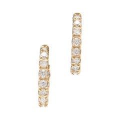 Exquisite 3.50 Carat Natural Diamond 14 Karat Solid Yellow Gold Hoop Earrings
