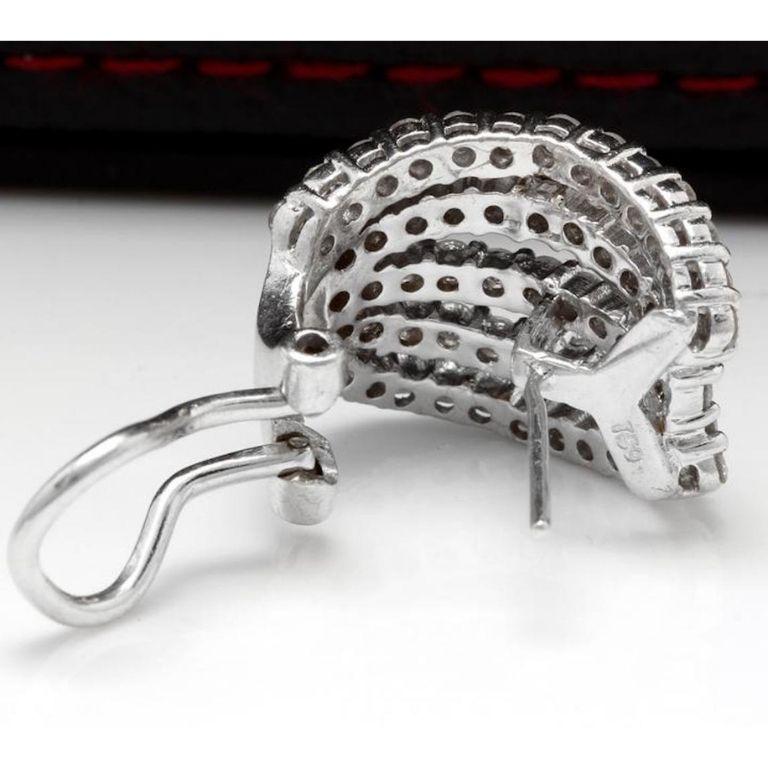 Exquises boucles d'oreilles grappe en or blanc massif 18 carats avec diamants naturels de 3,60 carats Neuf - En vente à Los Angeles, CA