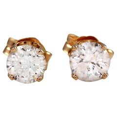Boucles d'oreilles exquises en or jaune massif 14 carats avec diamants naturels de 0,40 carat