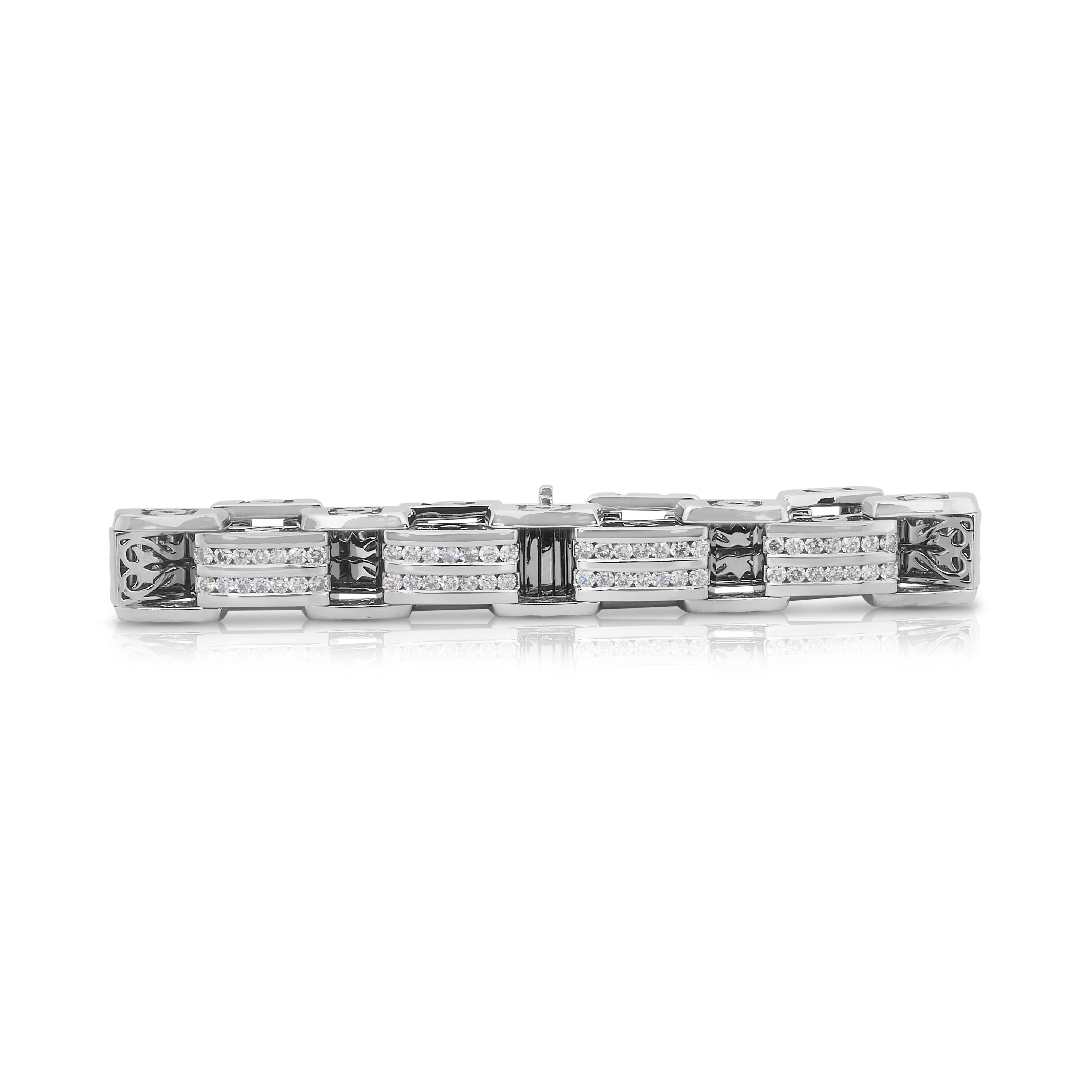 Taglio rotondo Squisito bracciale con 4,01 carati di diamanti in oro bianco 14k - certificato IGI in vendita