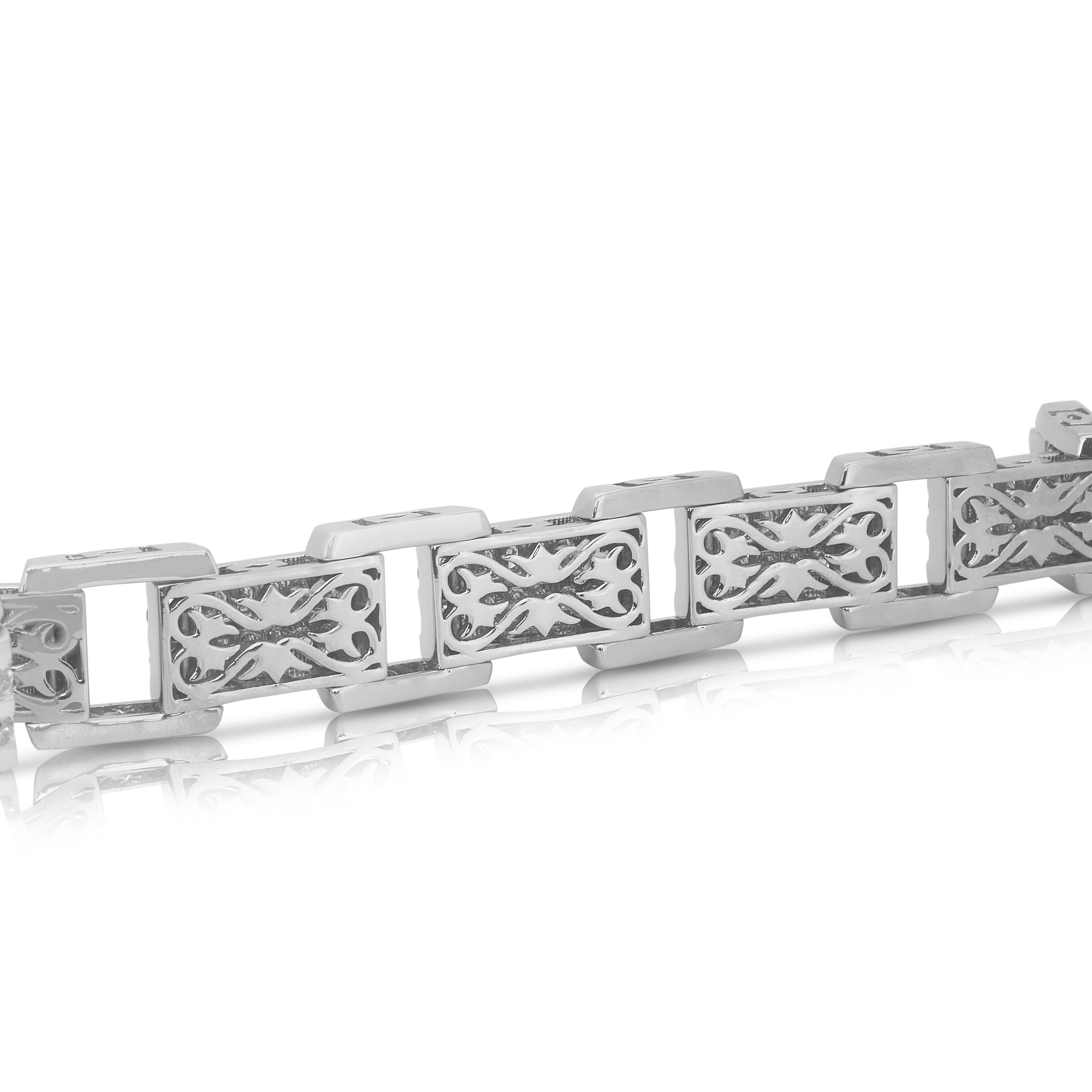 Squisito bracciale con 4,01 carati di diamanti in oro bianco 14k - certificato IGI in vendita 2