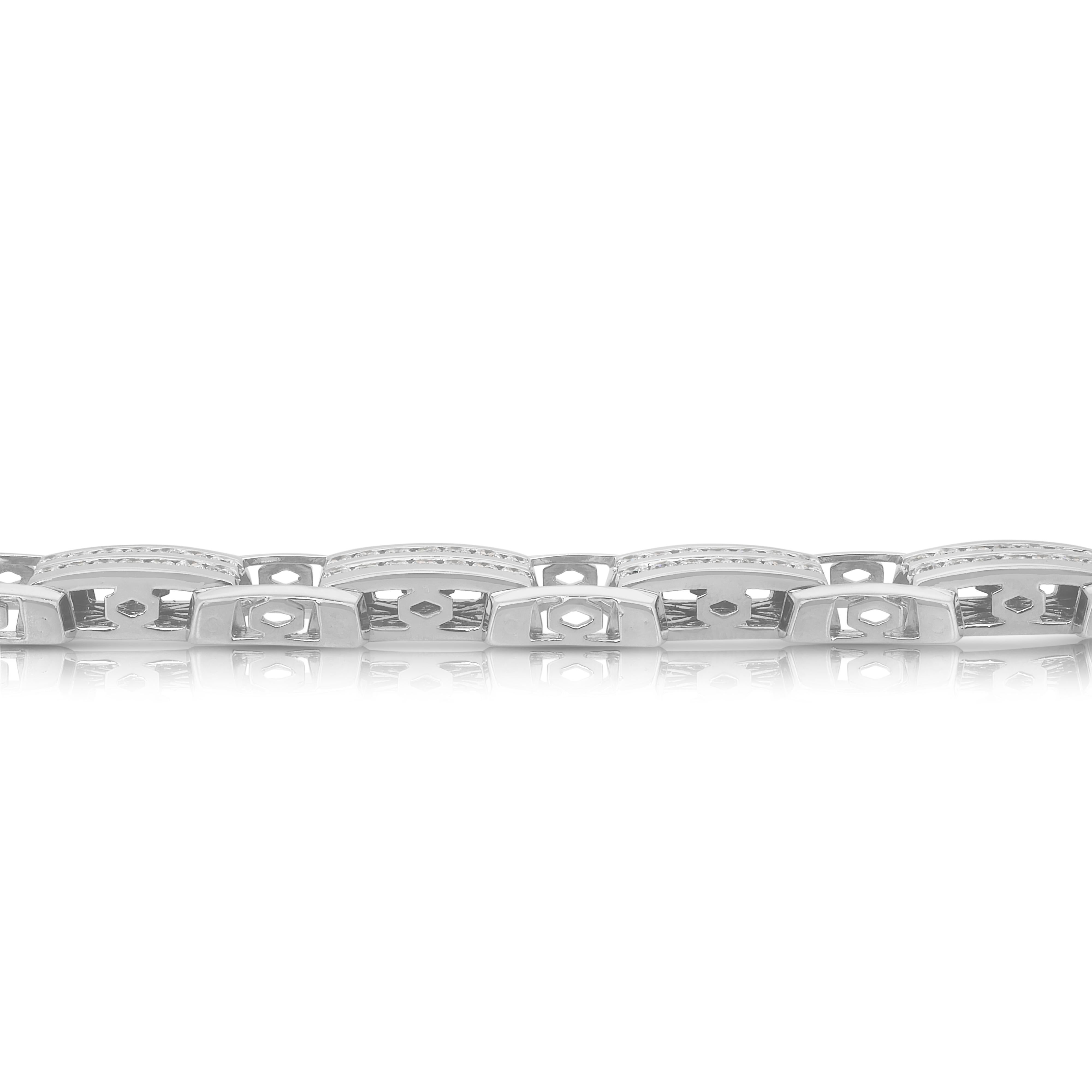 Squisito bracciale con 4,01 carati di diamanti in oro bianco 14k - certificato IGI in vendita 4