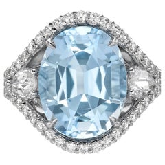 Squisito anello con gemma acquamarina da 4,26 carati in oro bianco 18 carati - Regali di lusso