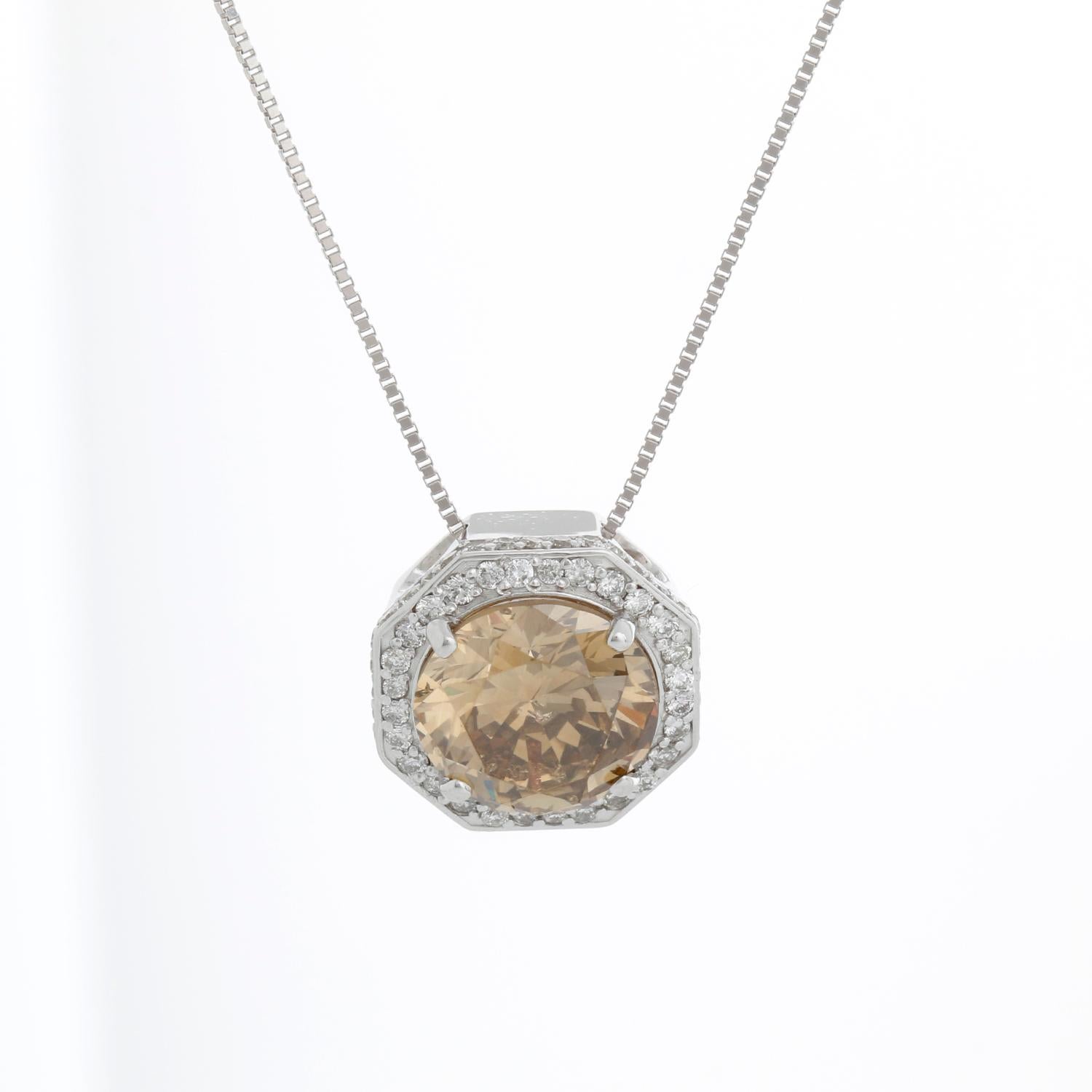 Exquisite 4.30 Carat Yellowish Brown Diamond Pendant In Excellent Condition For Sale In Dallas, TX