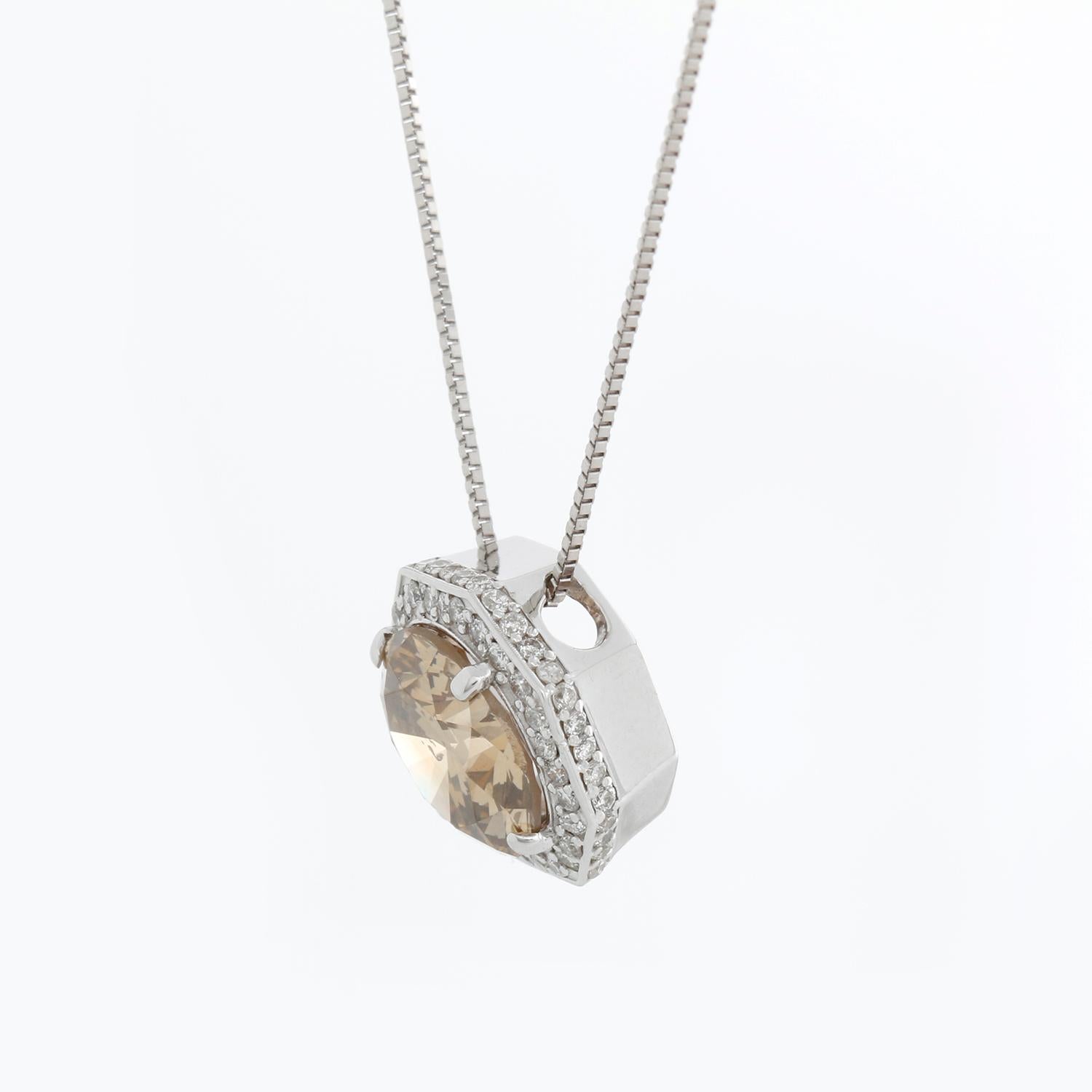 Women's Exquisite 4.30 Carat Yellowish Brown Diamond Pendant For Sale