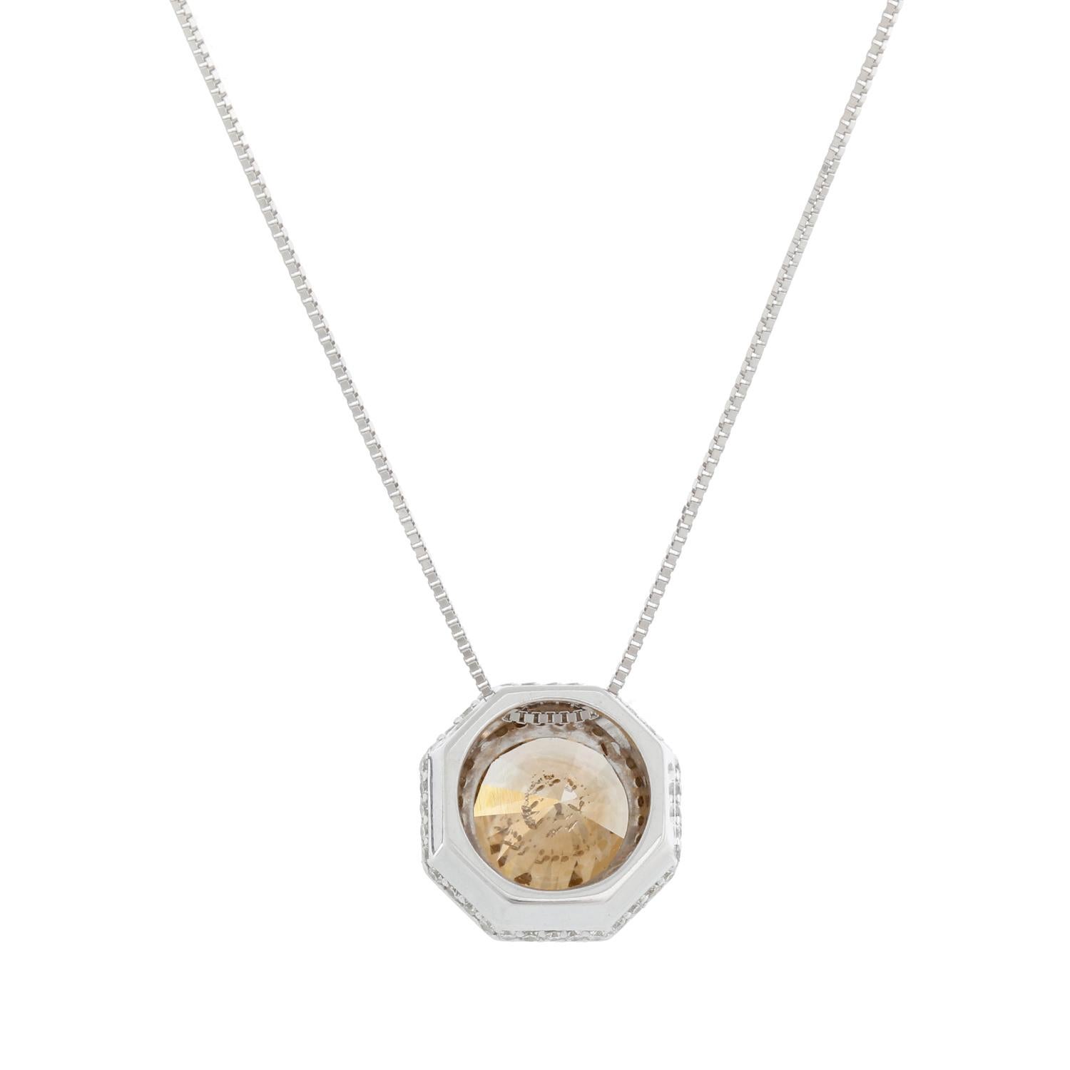 Exquisite 4.30 Carat Yellowish Brown Diamond Pendant For Sale 1