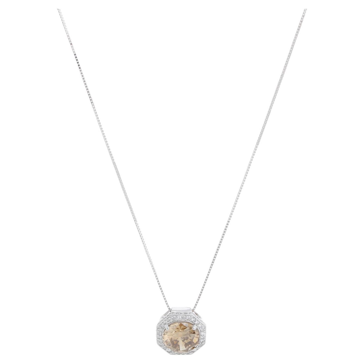 Exquisite 4.30 Carat Yellowish Brown Diamond Pendant For Sale