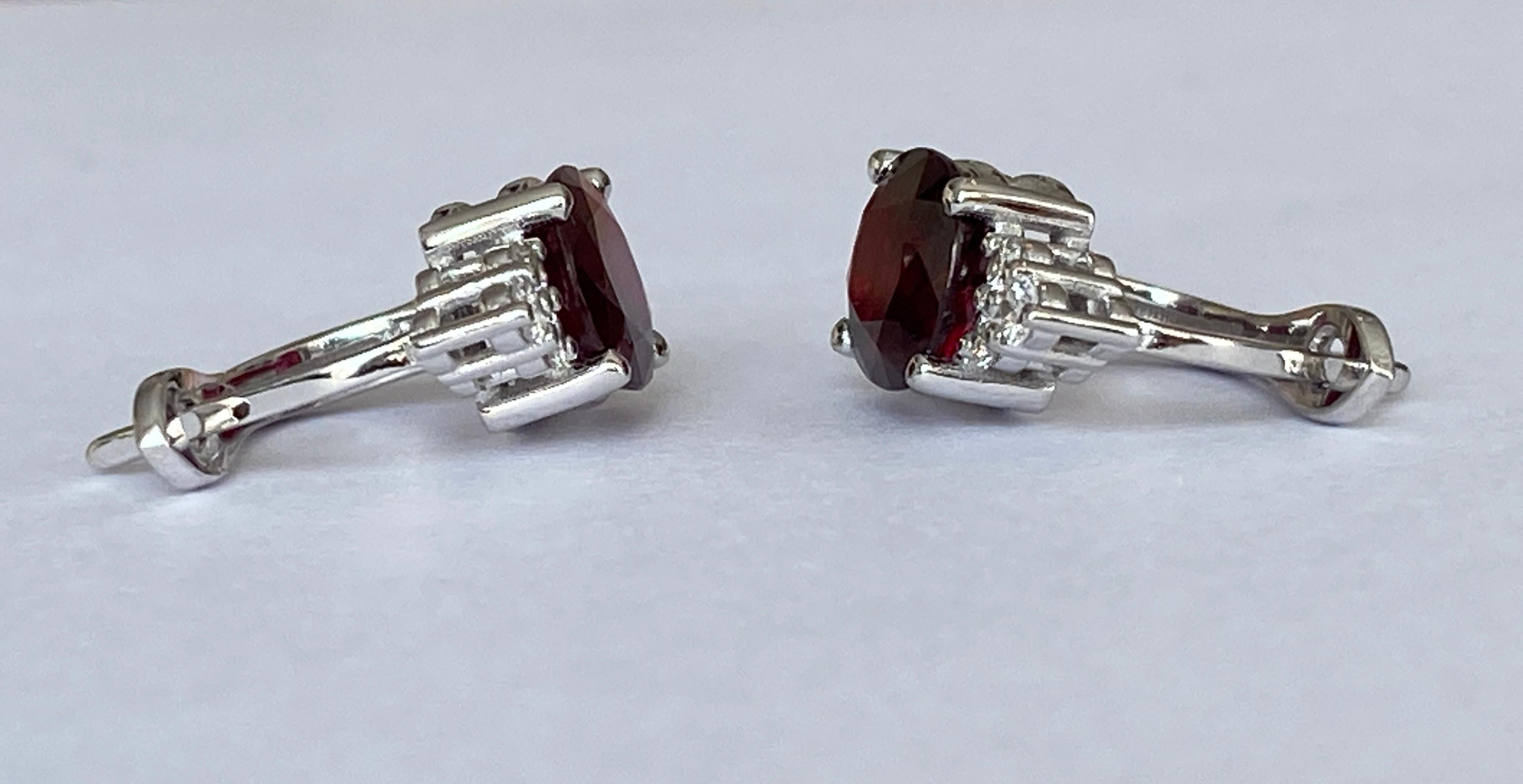 Exquisite 4.32Carat Red Ruby and Diamond 18k Solid White Gold Stud Earrings For Sale 6