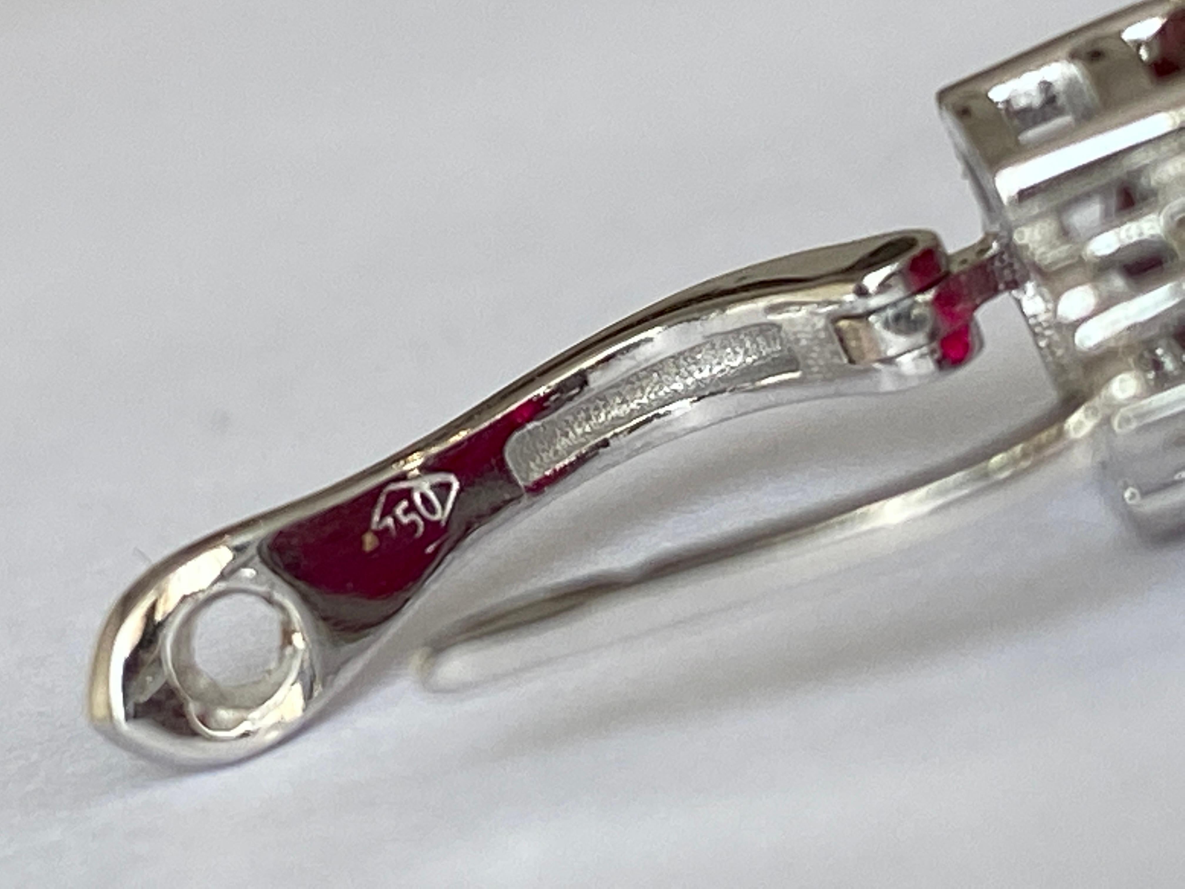 Exquisite 4.32Carat Red Ruby and Diamond 18k Solid White Gold Stud Earrings For Sale 8
