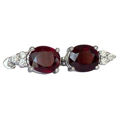Exquisite 4.32Carat Red Ruby and Diamond 18k Solid White Gold Stud Earrings