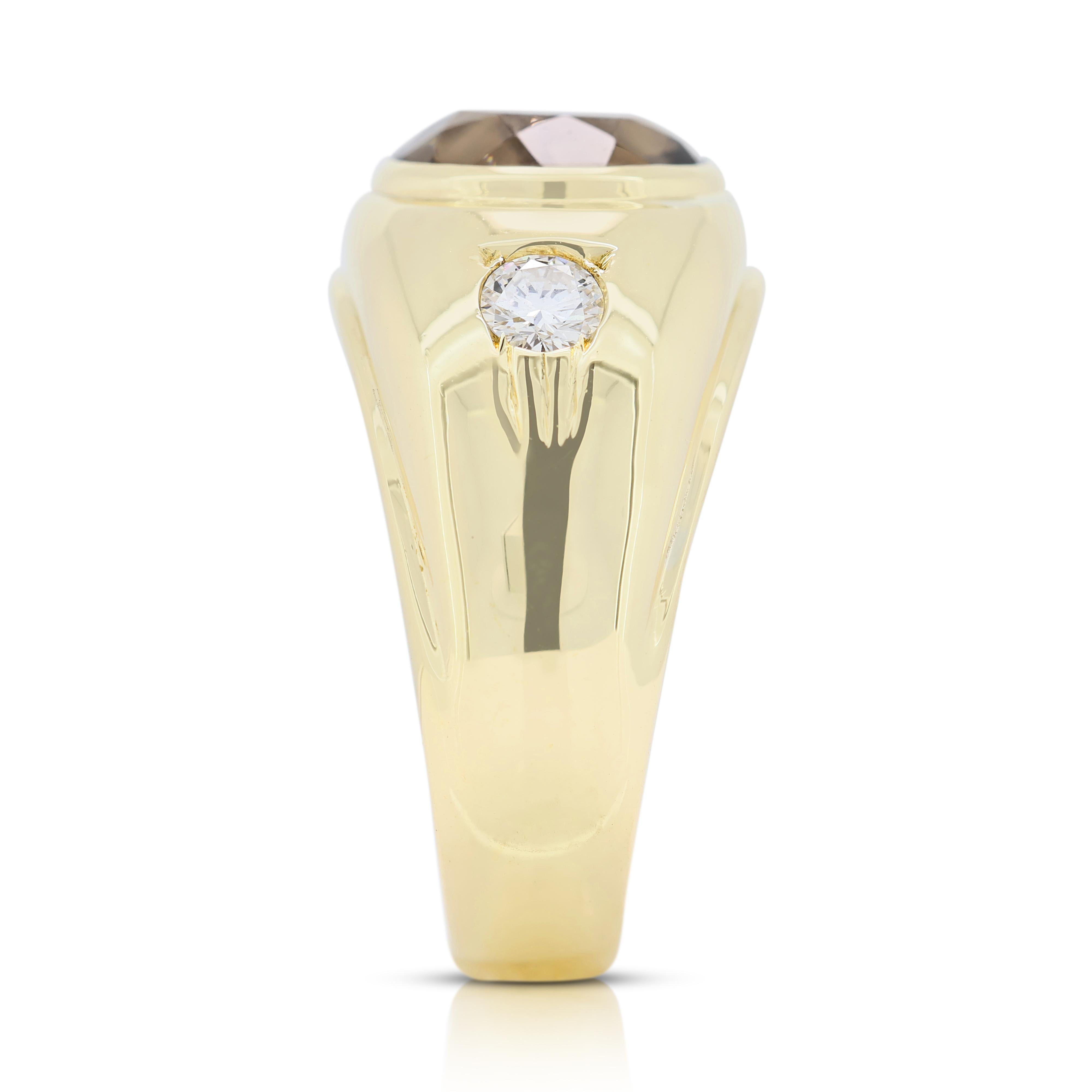 Exquise bague Dome en or jaune 14 carats et diamants de 4,3 carats Pour femmes en vente